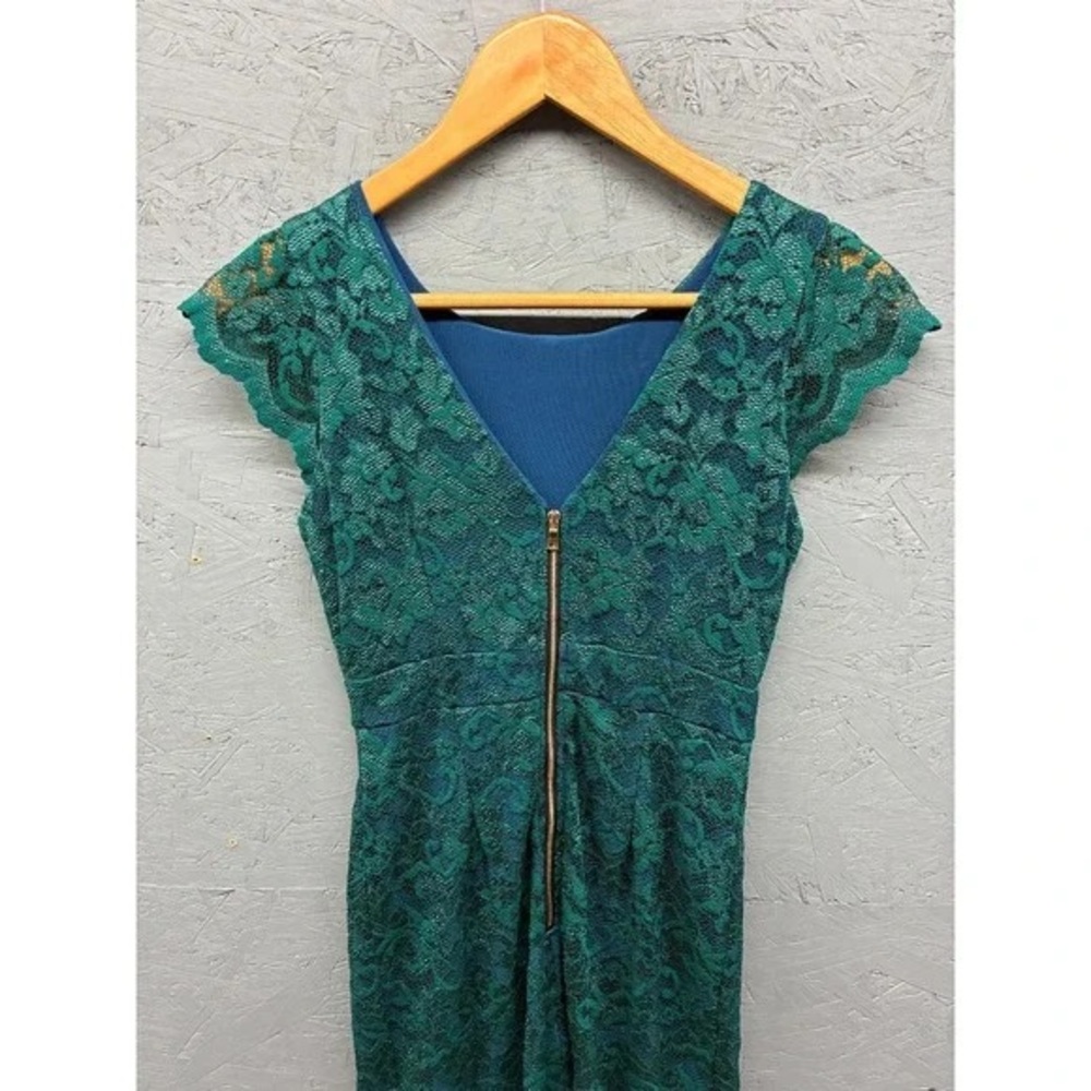 ABS Allen Schwartz Teal Lace Midi Dress - Picture 4 of 10